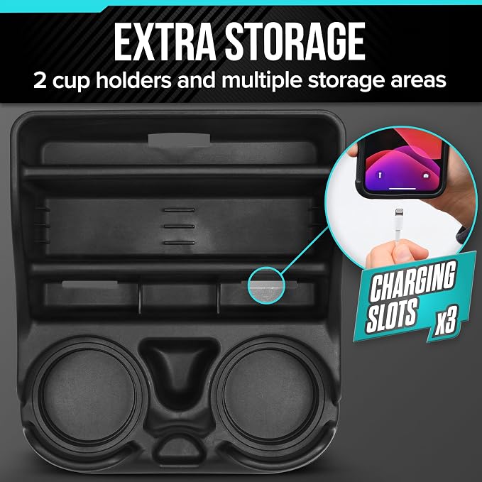 Small Center Console for Cars, Vehicle Organizer, Cup Holders, Recycled Plastic - Image 5