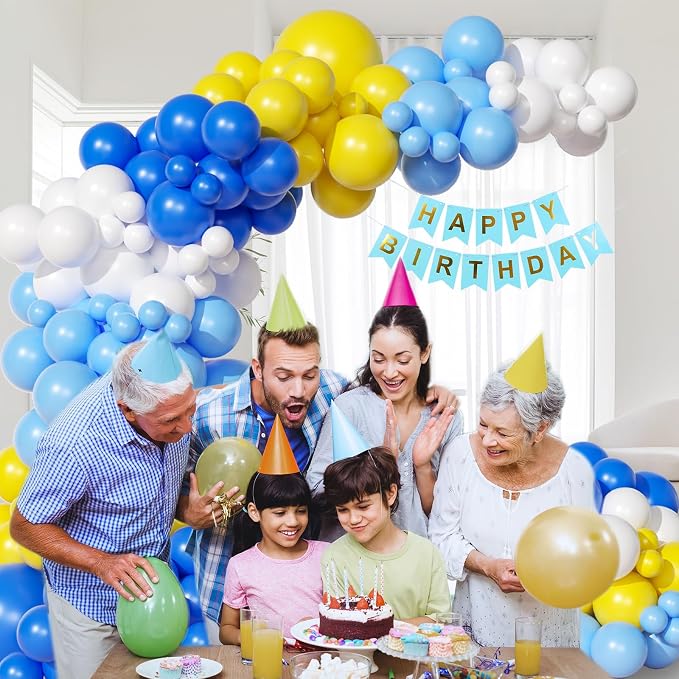 137pcs Blue and Yellow Balloon Arch Kit - Image 6
