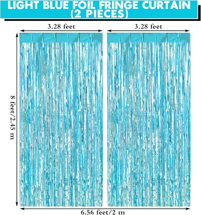 2 Pack Fringe Curtains Foil Shiny Fringe Backdrop Tinsel Door Streamers Foil - Image 2