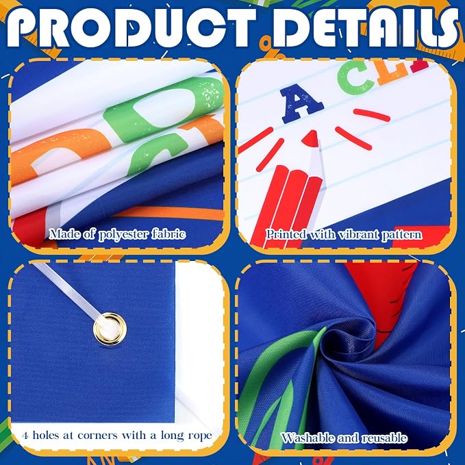 HunnmingRe Bienvenidos Regreso a Clases Banner Regreso a Clases Door Decor Back - Image 3