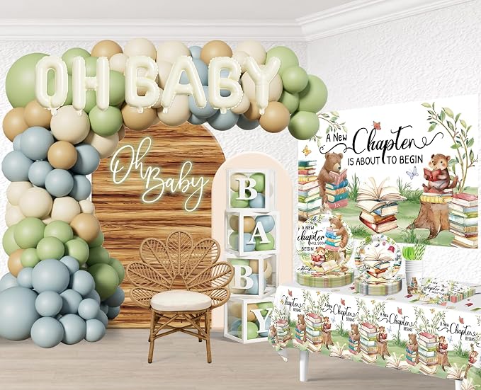 297PCS Cocomigo Green A New Chapter Begins Baby Shower Kit, 25 Guests | - Image 3