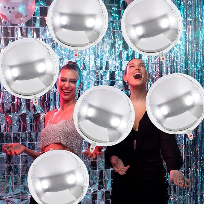 Metallic Silver Balloons, 22 Inch Large Sphere Round Balloons - Image 6