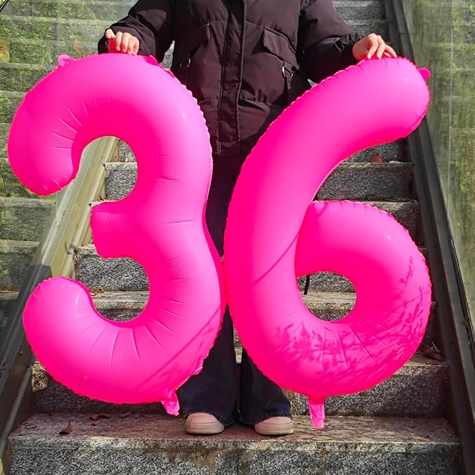 40 in Fluorescent Pink Birthday Balloon Number 0 Pink Fluorescent Number 0 | - Image 5