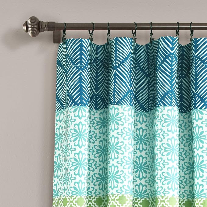 Lush Decor Bohemian Stripe Window Curtain Panels, Pair 52" W x 84" L Blue & - Image 2