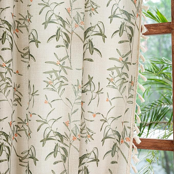 ENJOYBRIDAL Floral Curtains 96 Inch Long Semi Sheer Boho Drapes - Image 6