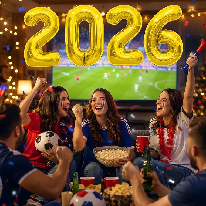 Soccer Party Decorations for World Game Cup 2026-2026 Numbers Gold Balloon 40 - Image 6