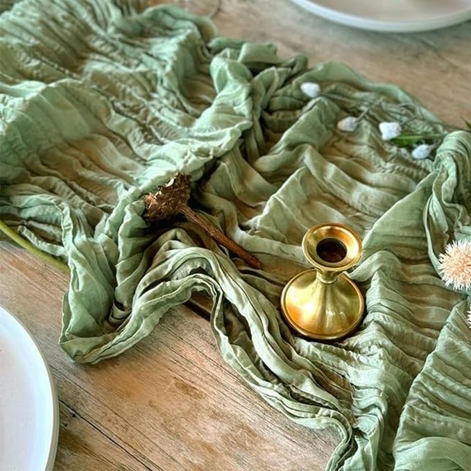 6Pack Sage Green Cheese Cloth Table Runner 20x120inch Gauze Table Runners | - Image 6