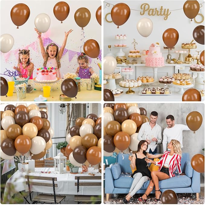 Brown Balloons, 12 Inch Neutral Balloons, Retro Coffee Brown Apricot Sand White - Image 8