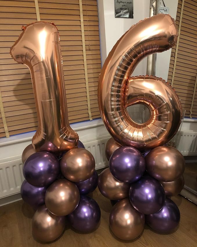 40 Inch Rose Gold 16 Number Balloons Giant Jumbo Huge 16 61 Foil Mylar Helium - Image 6