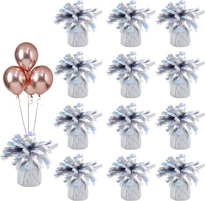 Metallic Silver Balloon Weights, 12 Pack | Metallic silver PET film; helium by Unknown