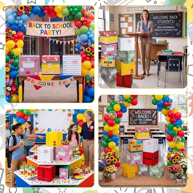 Geyoga 8 Pcs Back to School Balloon Box Decoration Sets Include Composition - Image 5