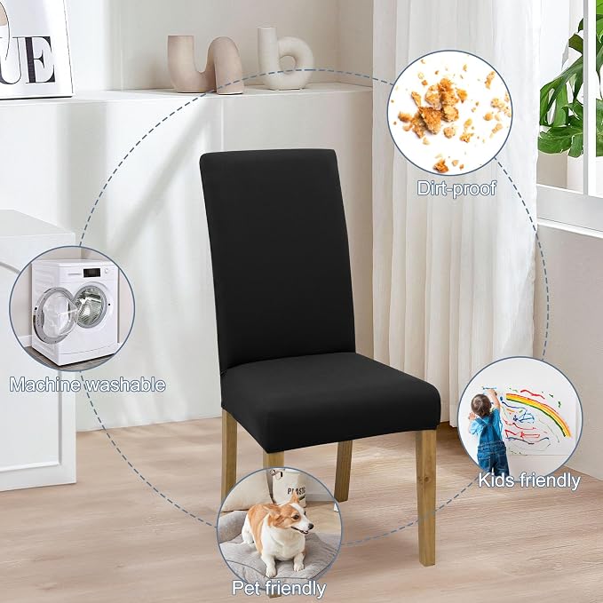 Dining Chair Covers, Stretch Seat Covers, Washable Furniture Protector | 6 Pack - Image 6