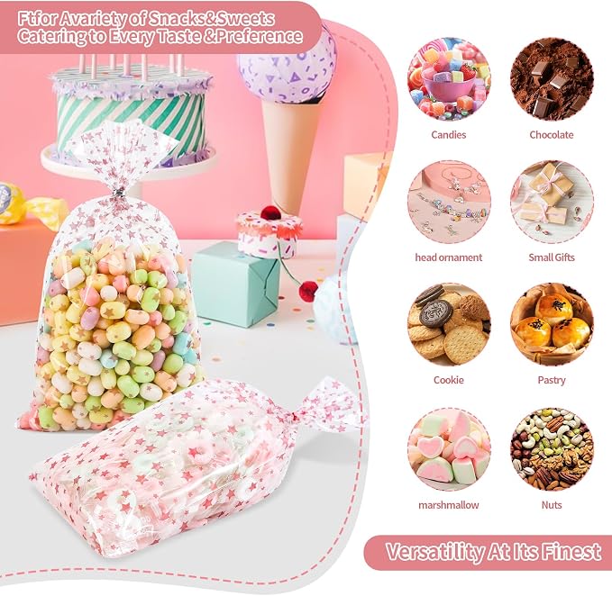 COQOFA 100 Pcs 7X12" Cello Cellophane Gift Treat Bags Party Favor bags Clear - Image 6