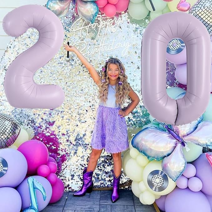 TONIFUL 40 Inch Pastel Purple Number 0 Balloon – Big Lilac Mylar Foil Number - Image 4