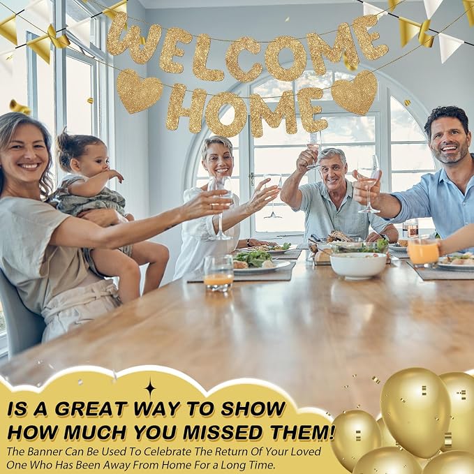 Fulmoon Pre Strung Welcome Home Banner Glitter Funny Welcome Sign - Image 6
