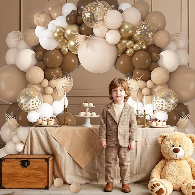 152Pcs Brown Balloons Arch Kit Different Size | Beige Nude Sand White Metallic - Image 4