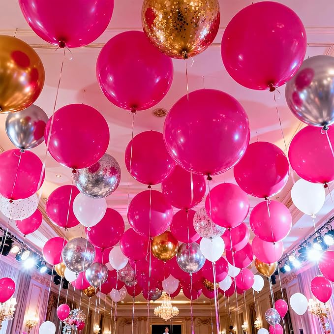104pcs Hot Pink Balloon Garland Arch Kit Assorted Sizes 18/12/10/5 Inch | Dark - Image 3