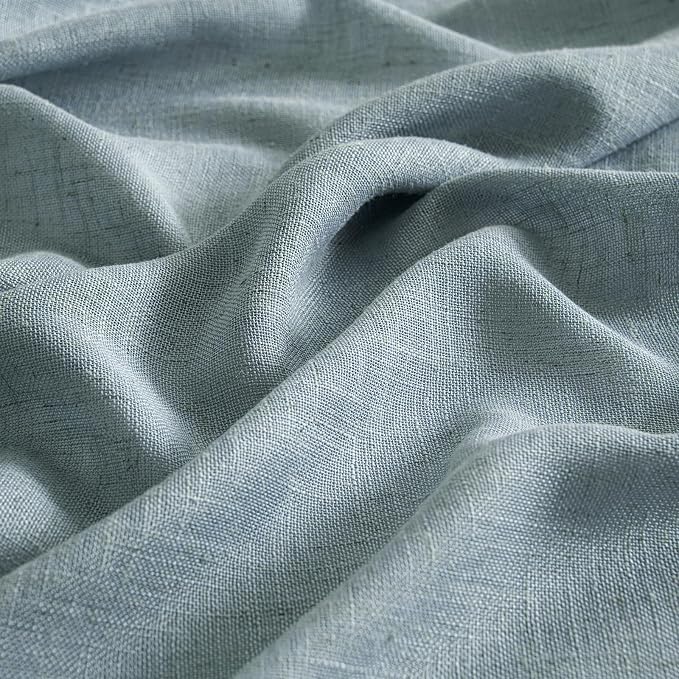MIULEE Dusty Blue Linen Curtains 52x54 Inch 2 Panel - Image 4