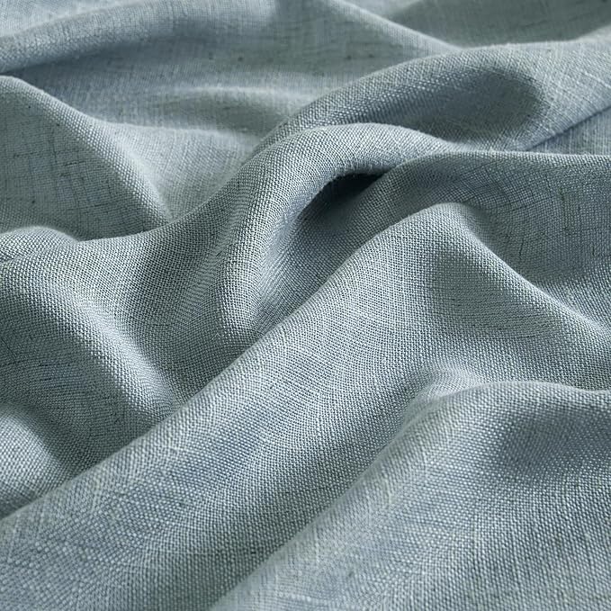 MIULEE Dusty Blue Linen Curtains 52x90 Inch 2 Panel - Image 3