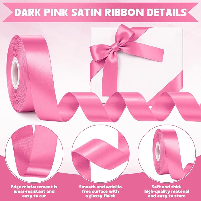 30Yards 1In Hot Pink Satin Ribbon - Image 3