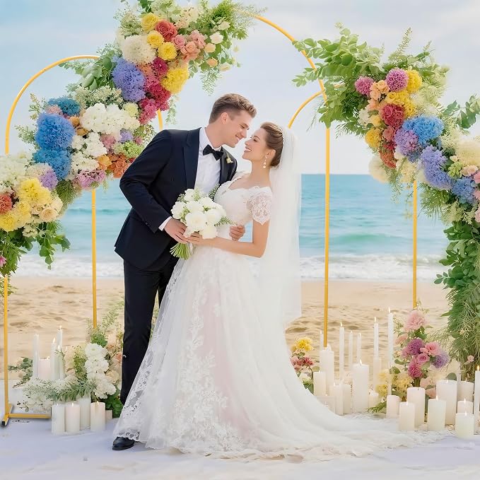 Toodour Arch Backdrop Stand 7.2FT, 6FT Set of 3 Gold Metal Wedding Balloon Arch - Image 4