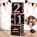 Eiurteao 3pcs Rose Gold 21st Birthday Decorations Boxes by Eiurteao