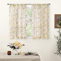 Sheer Curtains 45 Inch Length 2 Panels Set, Floral Patterned Linen Look by Lajode