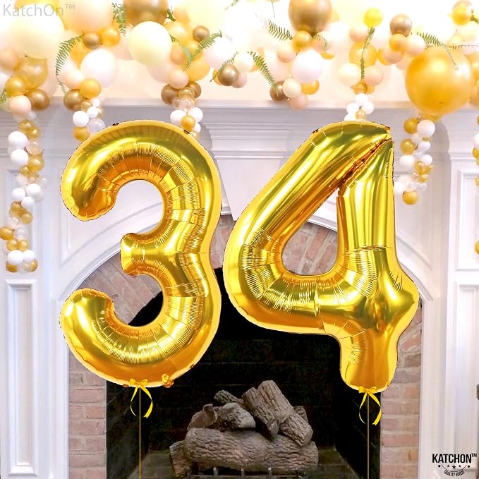 KatchOn Gold 34 Balloon Numbers 40 Inch, 34 Birthday Decorations | Birthday - Image 7