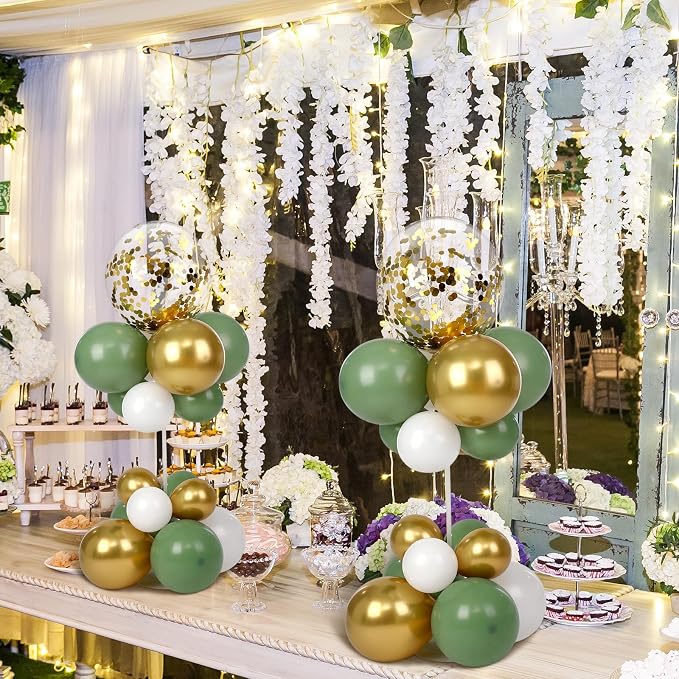 8 Sets Sage Green Balloon Column Table Centerpiece Reusable Table Balloon Tower - Image 6