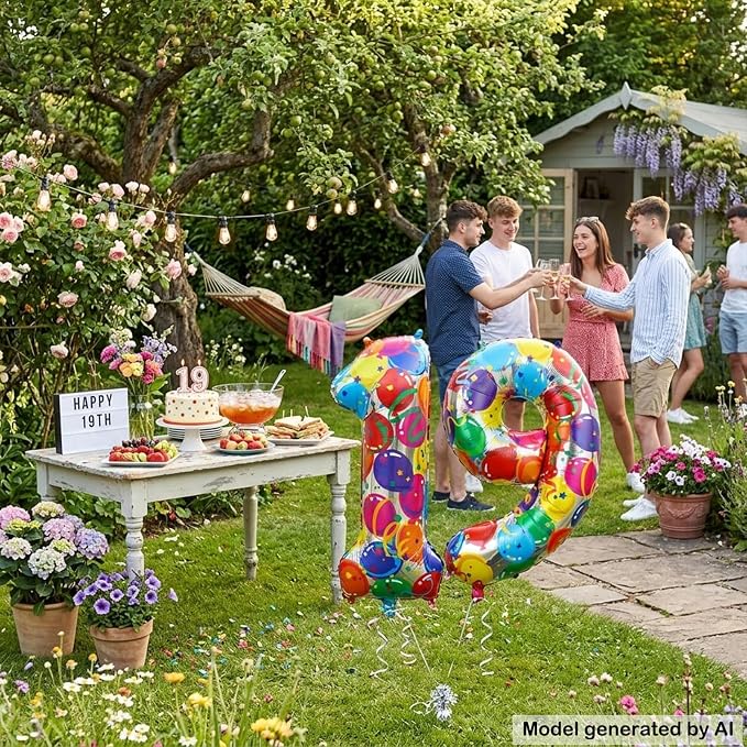 40 Inch Number 19 Balloon Set Large Foil Balloons - Image 3