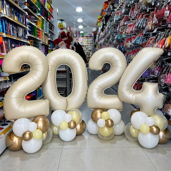 Number 0 Balloon Beige, 40 Inch Large Cream Foil 0 Helium Balloons - Image 7