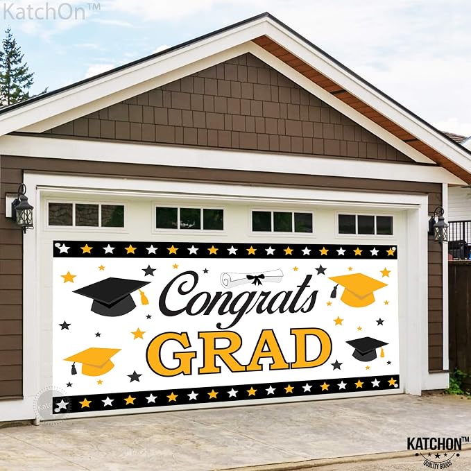 KatchOn Congrats Grad Banner 72x44 Inch | White, Congratulations Wall Poster - Image 3