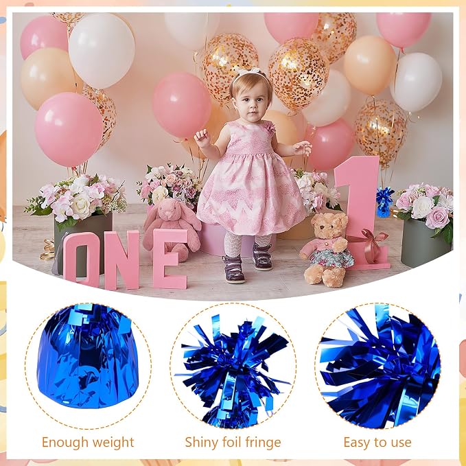 8 Pcs Blue Metallic Balloon Weights Holder Anchors Balloon Holder Weights - Image 3