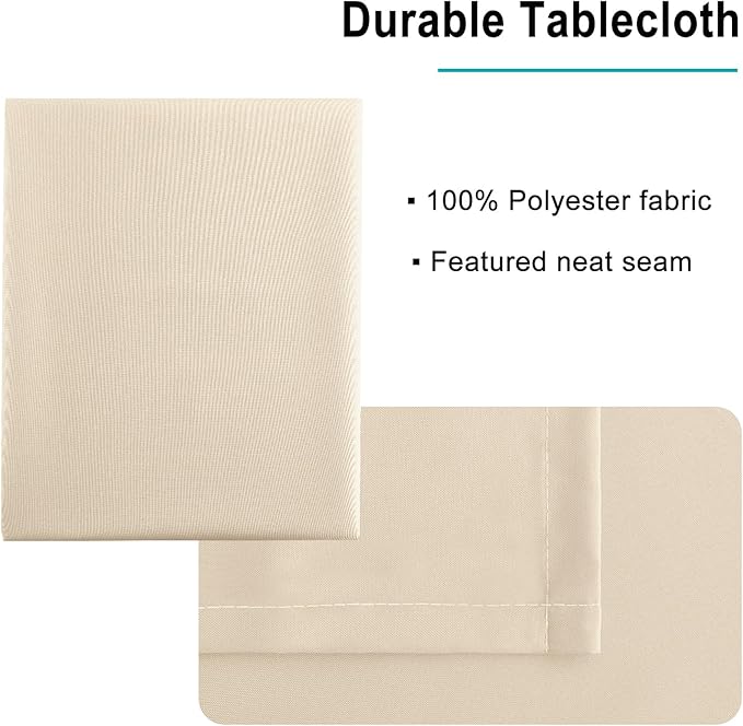 Hiasan Rectangle Tablecloth - Waterproof Wrinkle Resistant and Spillproof Washable Fabric Table Cloth for Dining Room Kitchen, Beige, 60 x 120 Inch