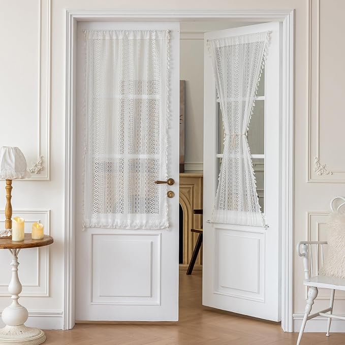 Sutuo Home White French Door Curtains 72 Inches Long by SutuoHome