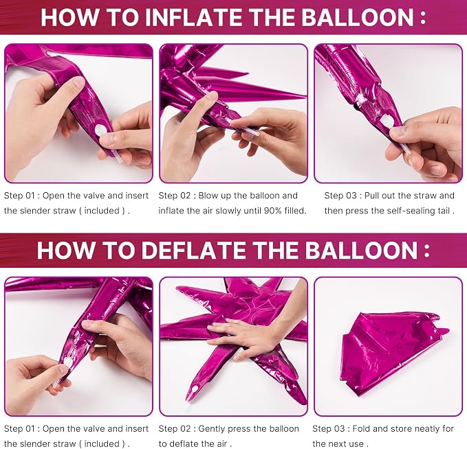 PartyWoo Metallic Pink Star Spike Balloon Arch Kit 110pcs Different Sizes | 18 - Image 6