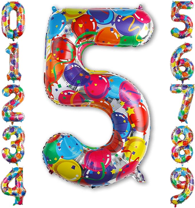 Rainbow Number 5 Balloon, 40 Inch Mylar Foil Balloons by Unknown