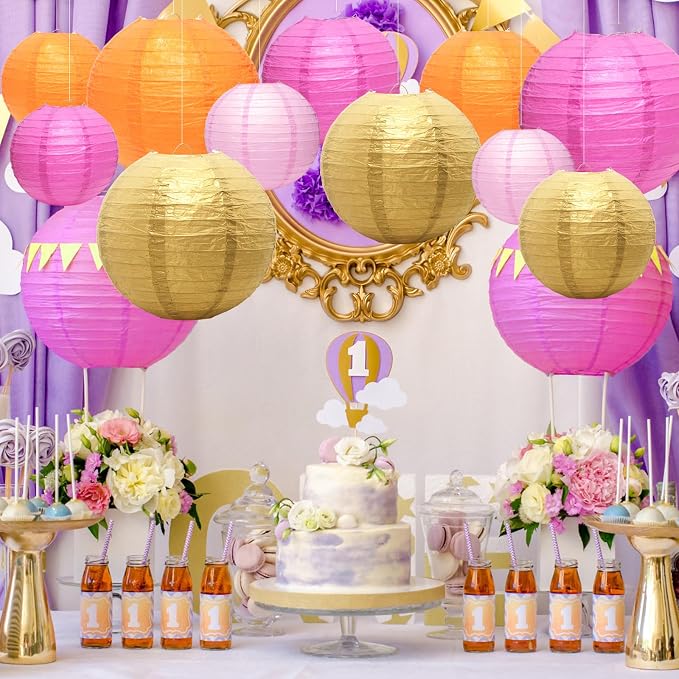 21Pcs Pastel Paper Lanterns, 4-10in Hanging Decor - Image 5
