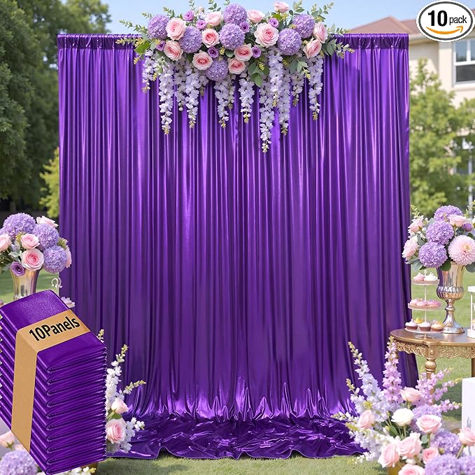 50x10ft Shimmer Purple Sequin Backdrop Curtain by LeegleriTableSkirt