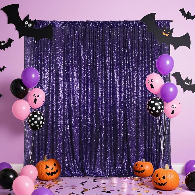 Poise3EHome Purple Sequin Backdrop, 10Ft x 10Ft Glitter Photography Background - Image 6