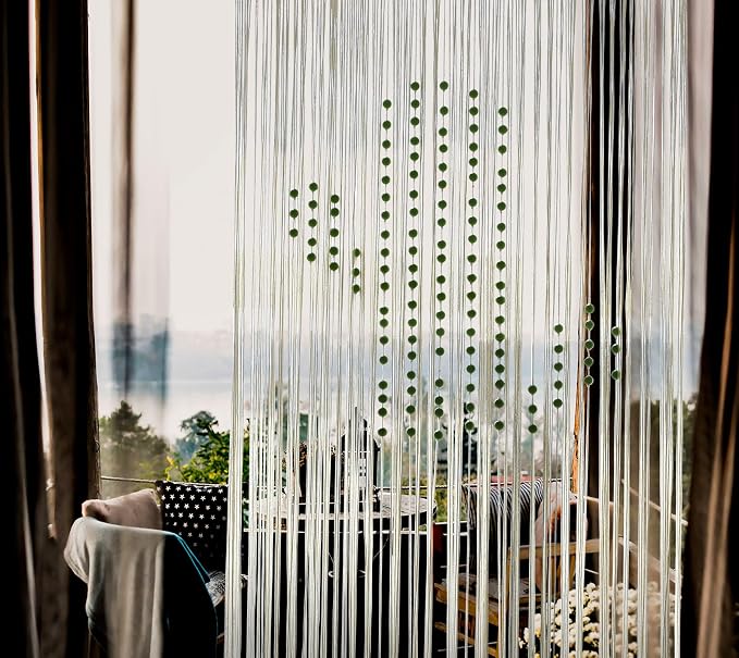 Macrame Curtain Boho Doorway Window Curtain Fiber Art 31" W*70" L | - Image 4