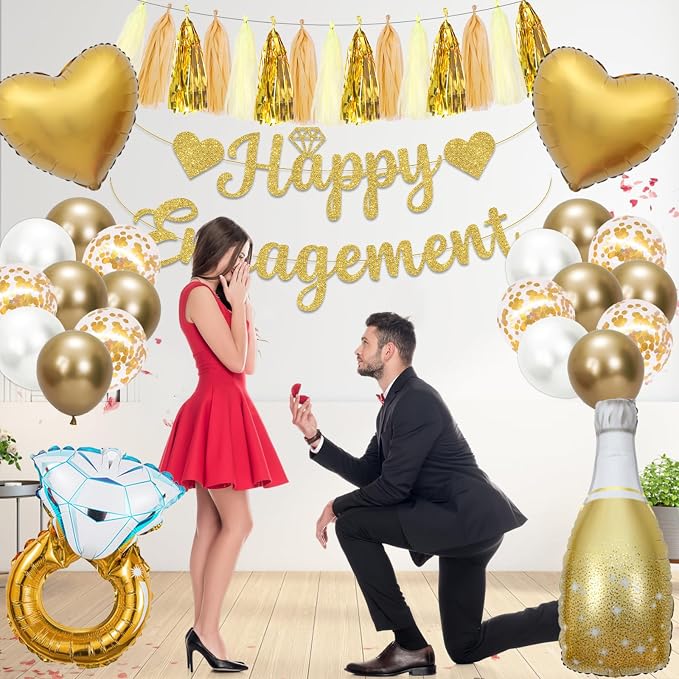 Gold Engagement Party Decorations Just Engaged Decorations Happy Engagement - Image 6