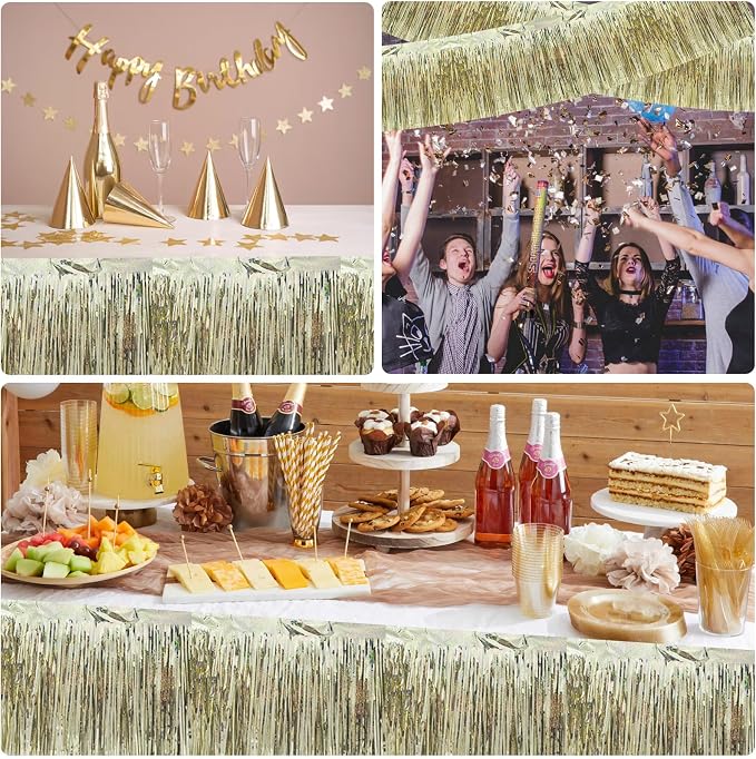 BEISHIDA Laser Champagne Fringe Garland Banner Wall Tinsel Foil Streamers | - Image 4