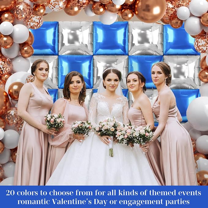 Blue and Silver Square Foil Balloons 25 Pcs Metallic Blue and Silver Balloons - Image 4