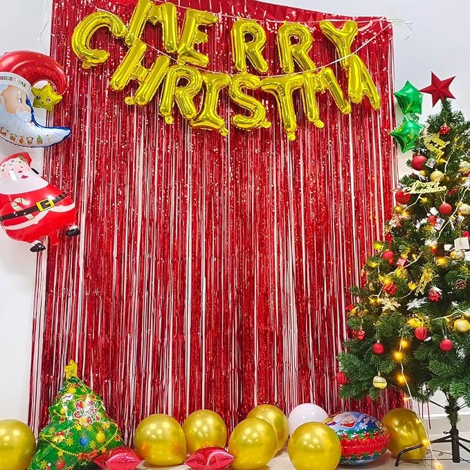 BRAVESHINE Red Streamers Party Backdrop | Foil Curtain | Halloween Decor | - Image 5
