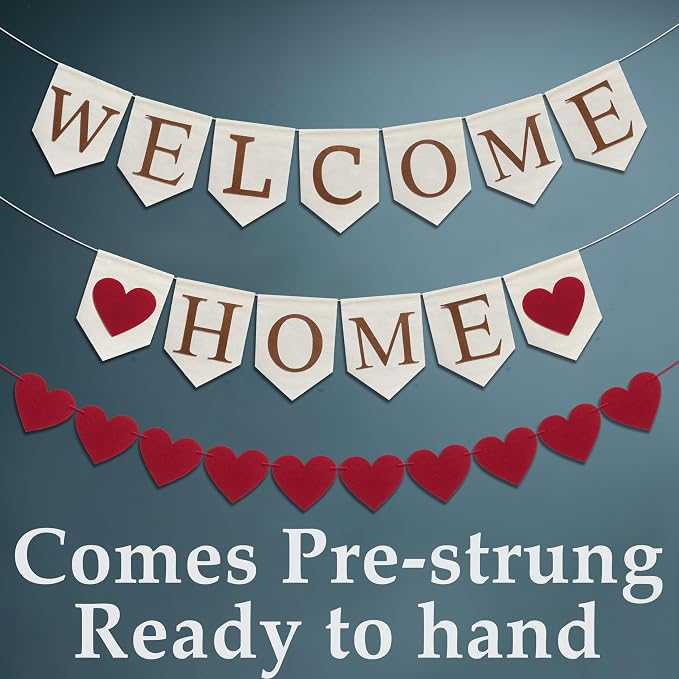 Pre-Strung Welcome Home Burlap Banner, Assembled Welcome Sign - Image 4