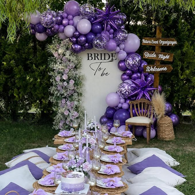Purple Balloons Arch Kit for Birthday Party Decorations | 140Pcs Metallic Dark - Image 3