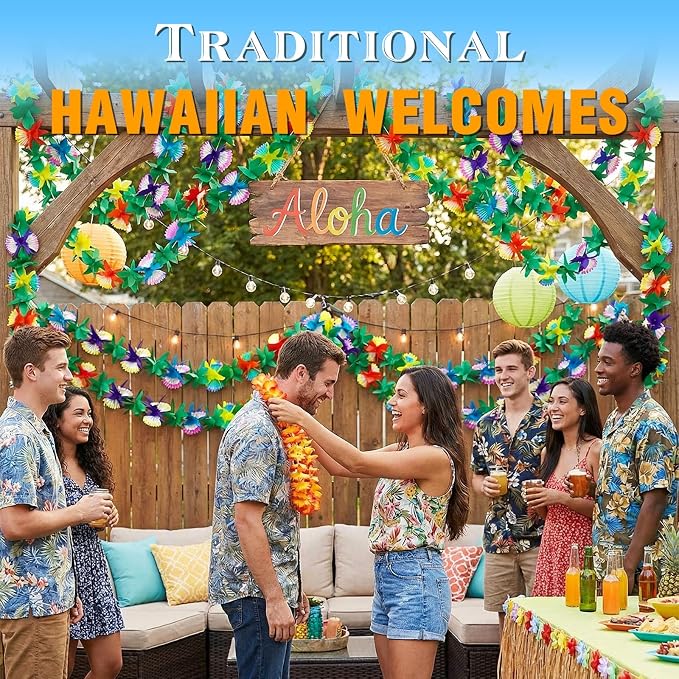 FUTUREPLUSX 4 Pack Tropical Hawaiian Garland Luau Party Decorations, 40ft | - Image 5