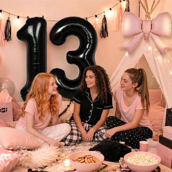 40 Inch Black Number 1 with Pink Bow Balloon, Giant Self Inflating Black Foil - Image 6
