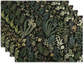 Black Sage Green Plant Placemats Set of 4 Vintage Botanic Fern Leaves Herb by Wnoesat